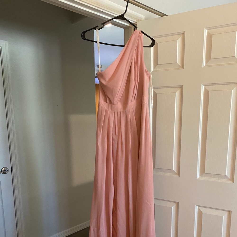 David’s Bridal -Long One-Shoulder Chiffon Dress